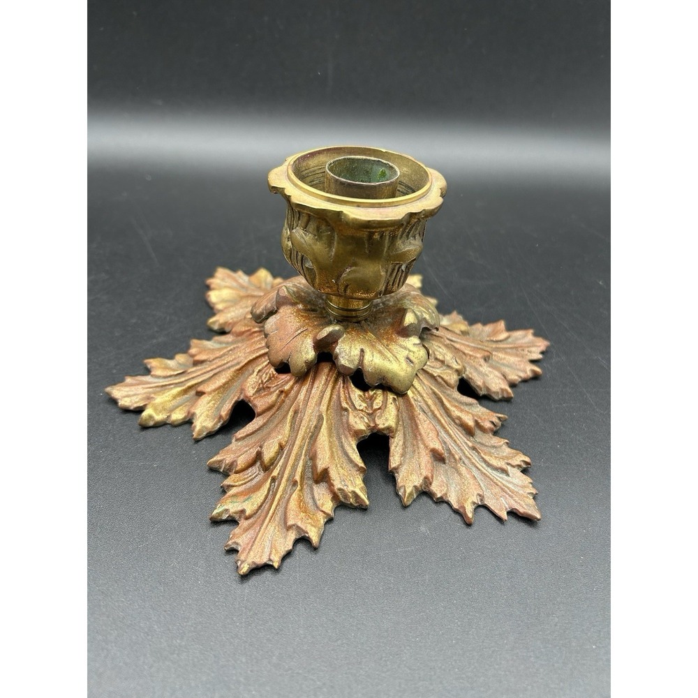 VTG Virginia Metalcrafters Harvin Solid Brass Acanthus Leaf Candlestick #3100